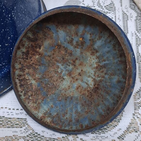 Blue Speckled Enamel Tea kettle - Picture 6 of 11